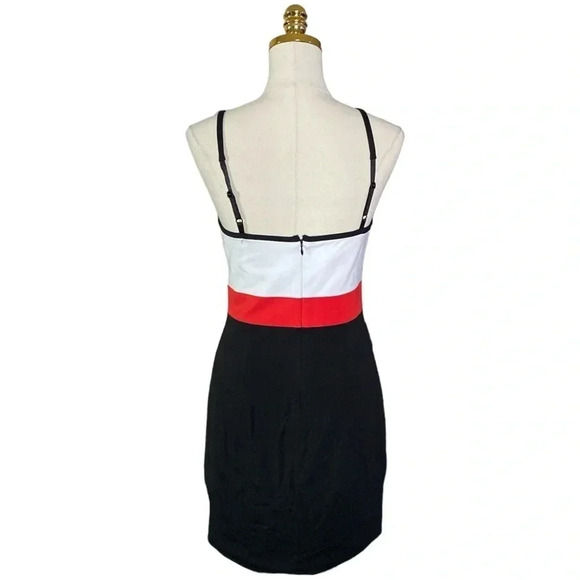 BEBE | Black/White/RedColor Blocked Bodycon Corset Mini Cocktail Dress Size M - Picture 4 of 10